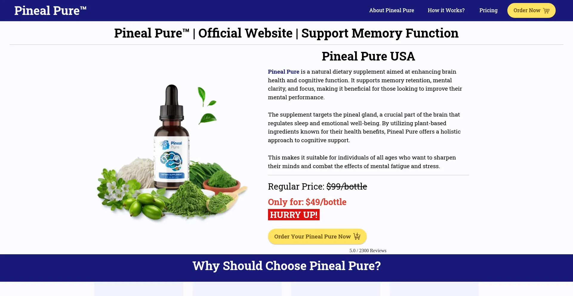 Website screenshot of Us-us--pinealpure.com