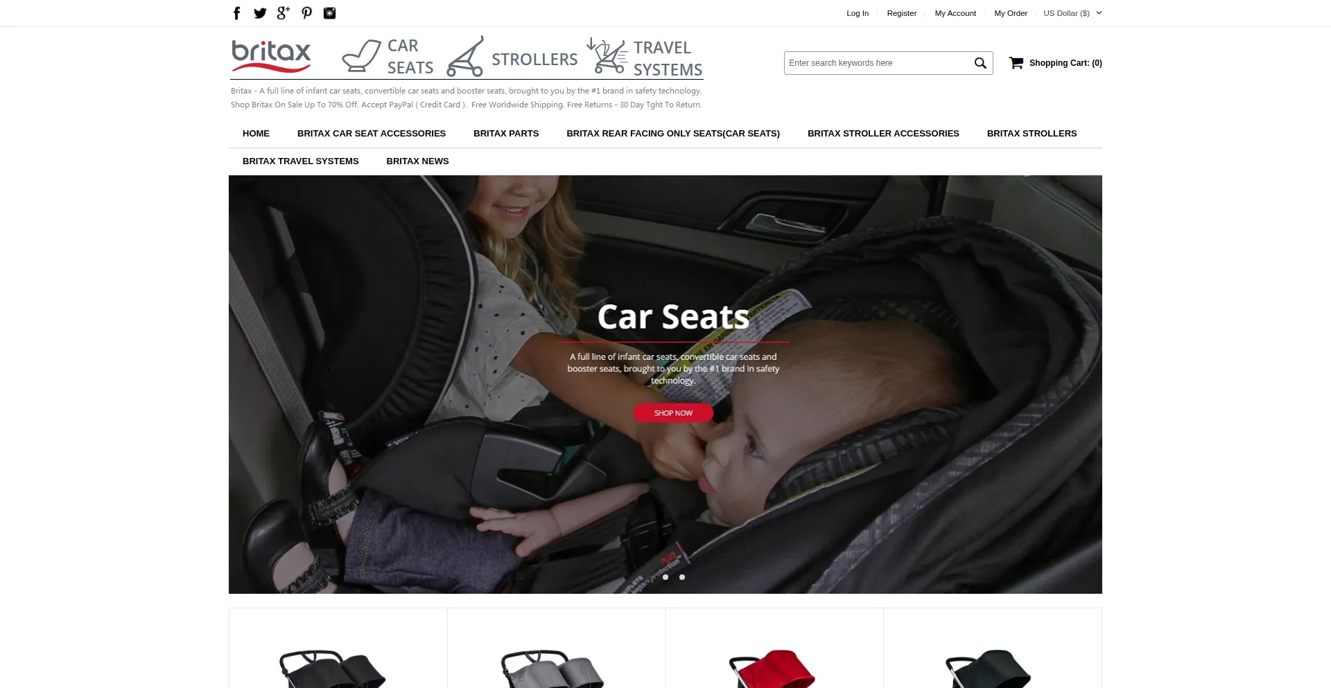 Website screenshot of Usa-britax.com