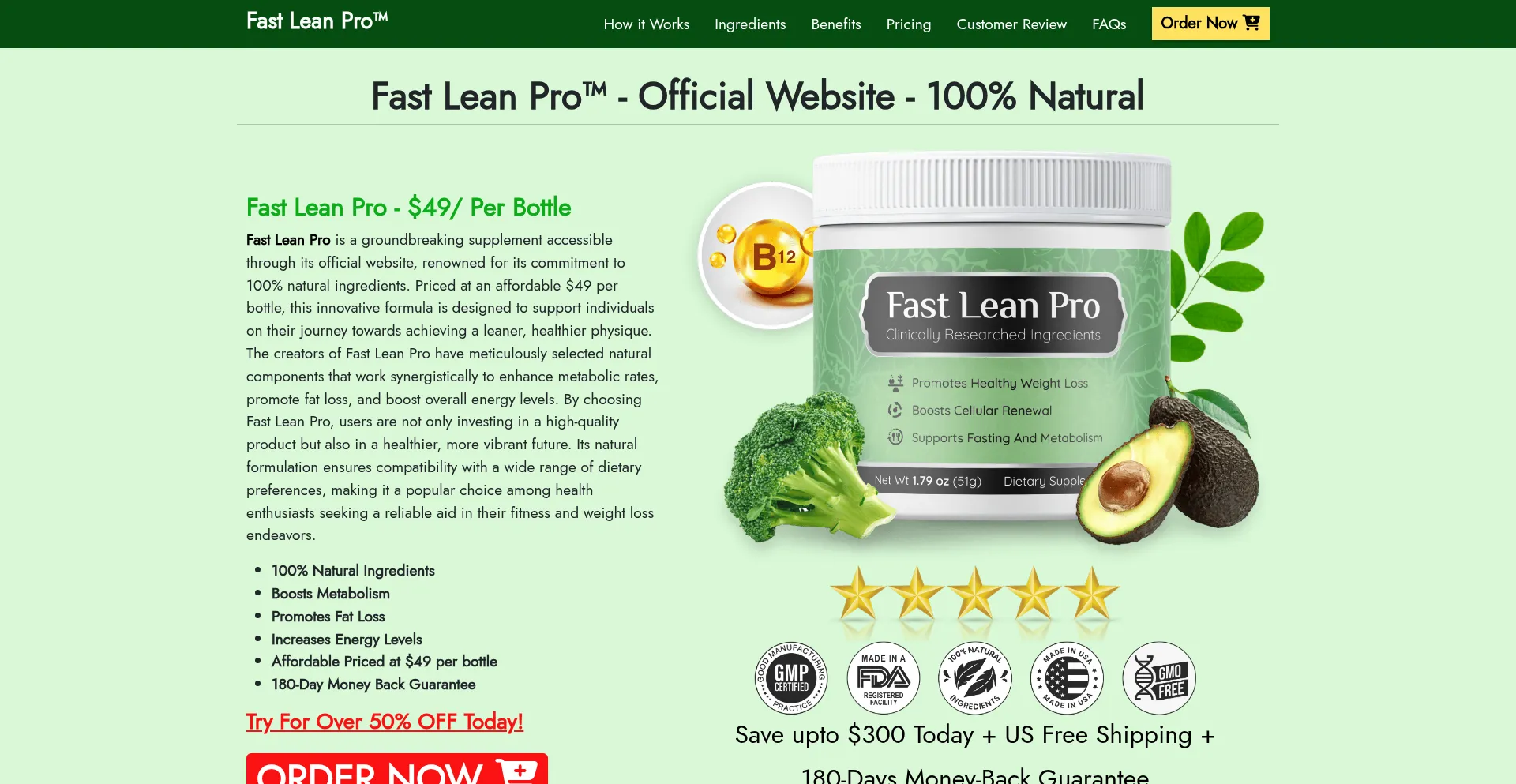 Website screenshot of Usa-fastleanpro-us.com