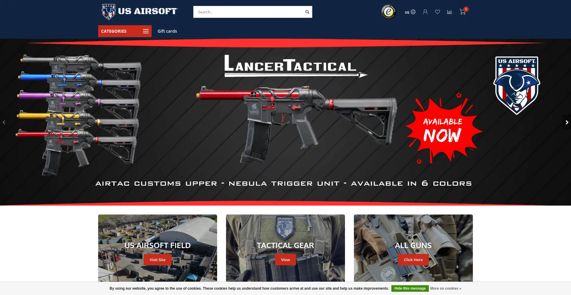 Website screenshot of Usairsoft.com