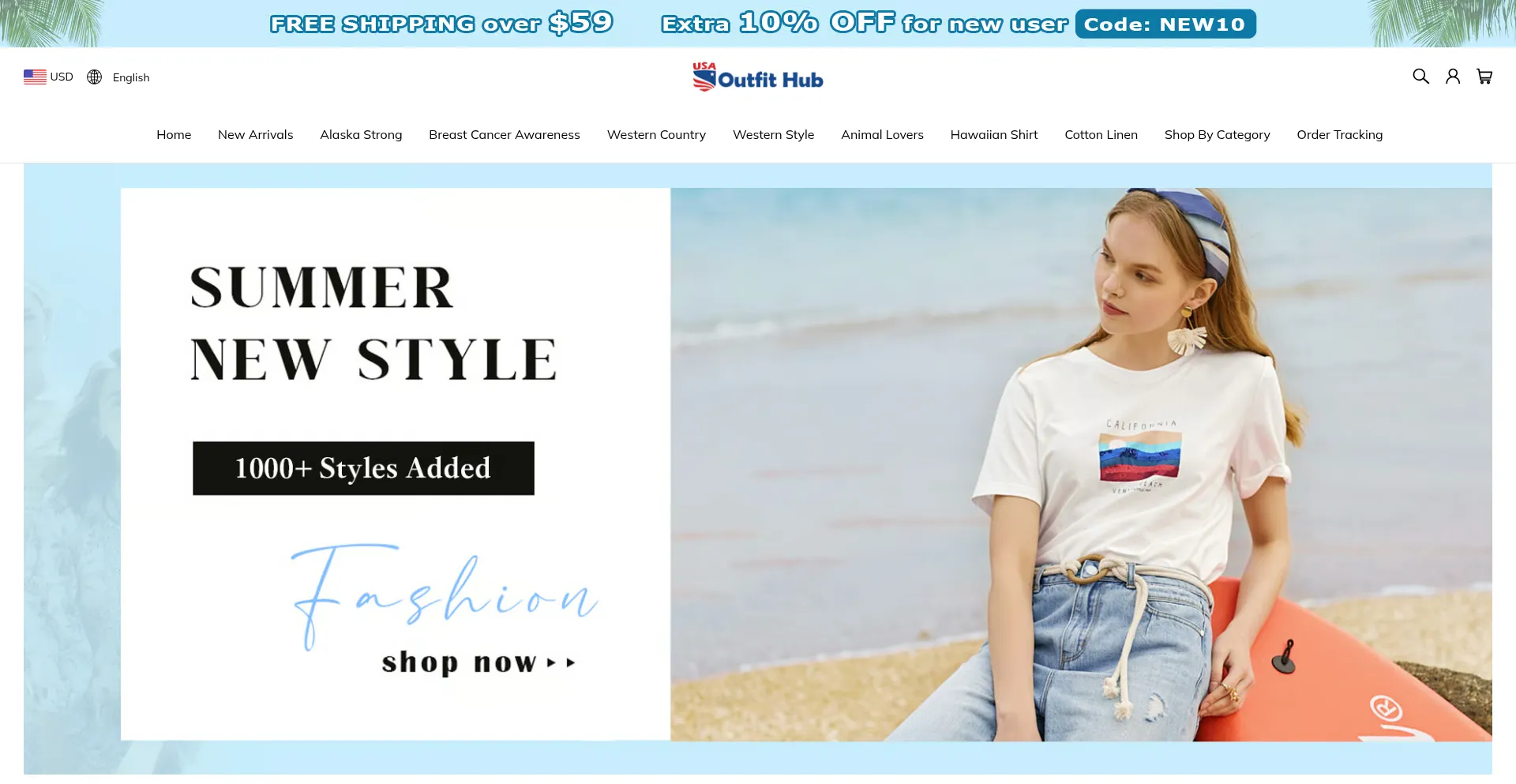 Website screenshot of Usaoutfithub.com
