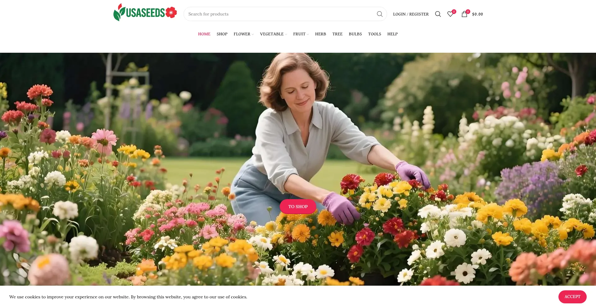 Website screenshot of Usaseedsstore.com