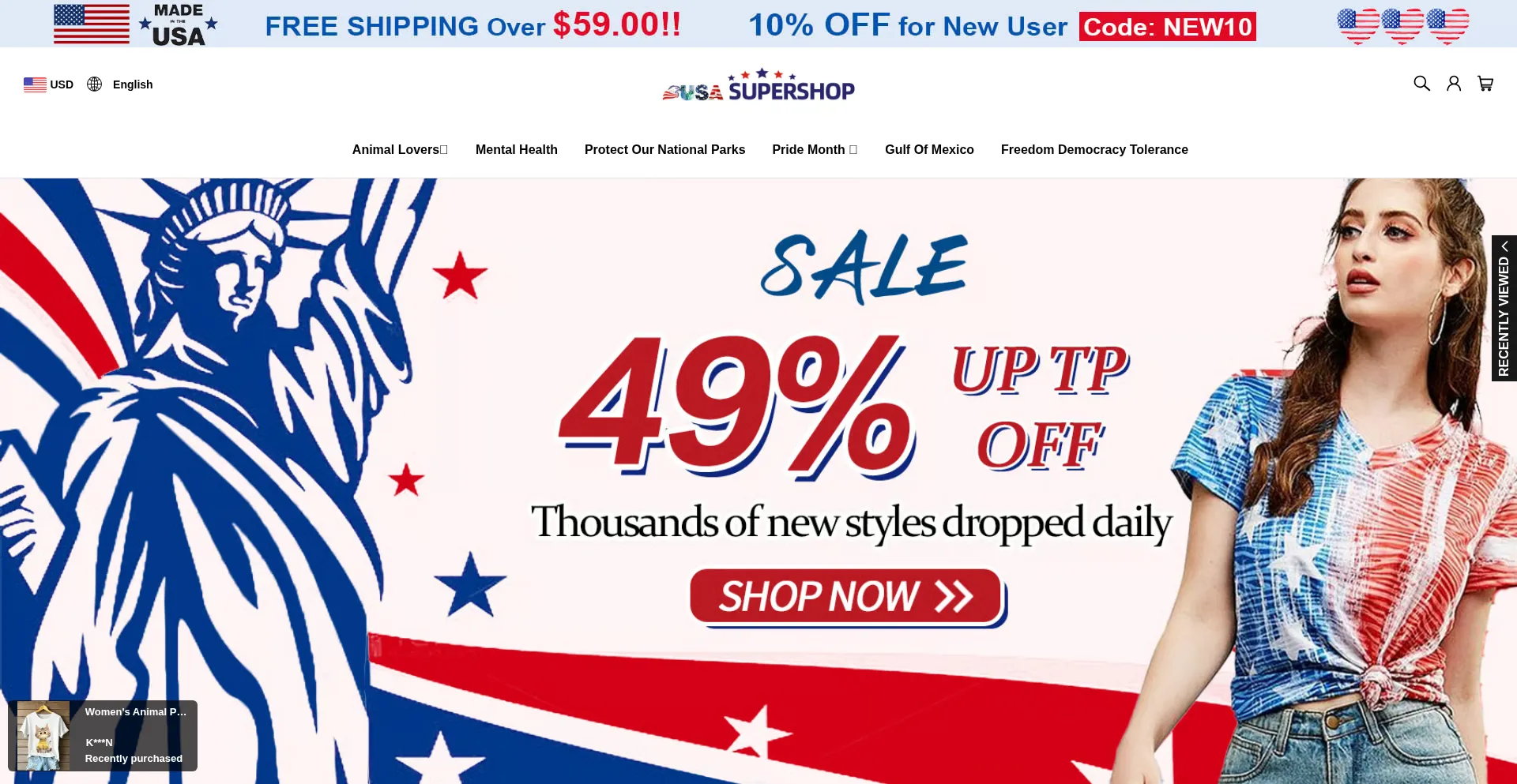 Website screenshot of Usasupershops.com