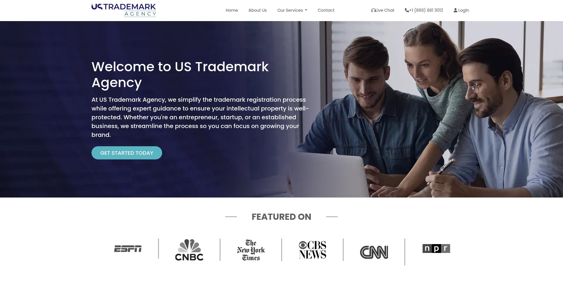 Website screenshot of Usatrademarkagency.com
