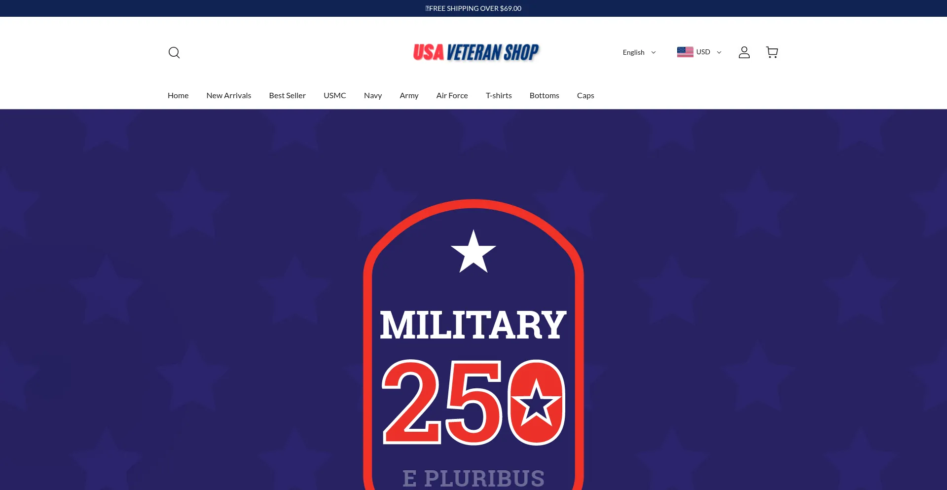 Website screenshot of Usaveteranshop.com