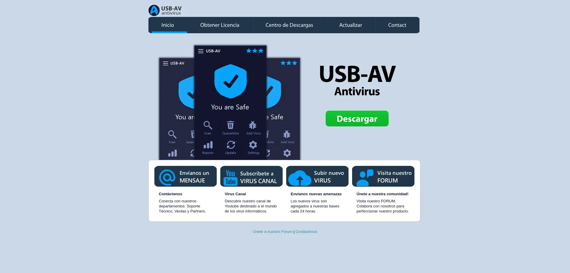 Website screenshot of Usbavfree.com