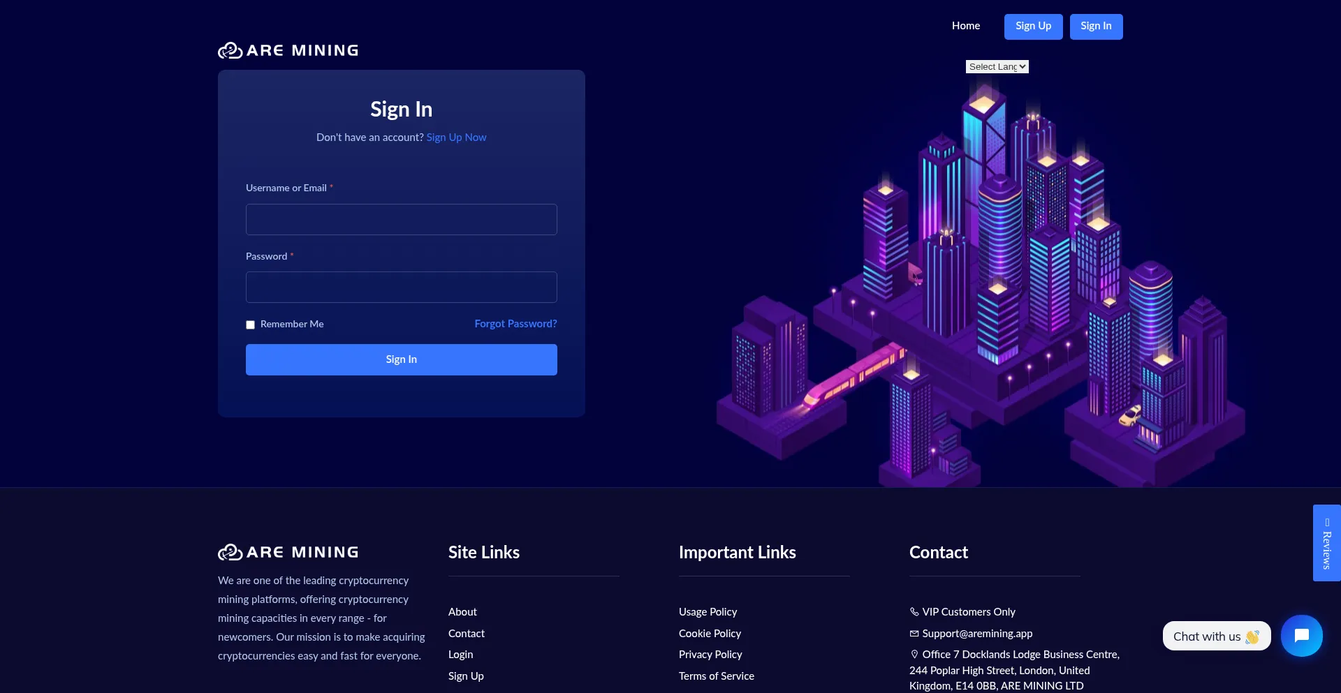 Website screenshot of User.aremining.org