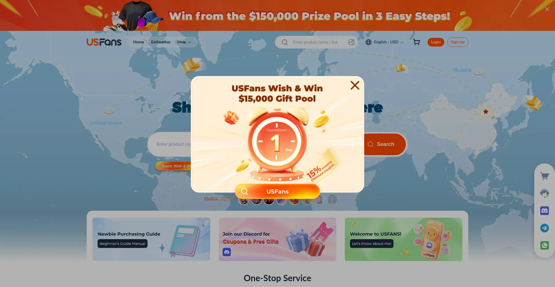 Website screenshot of Usfans.com