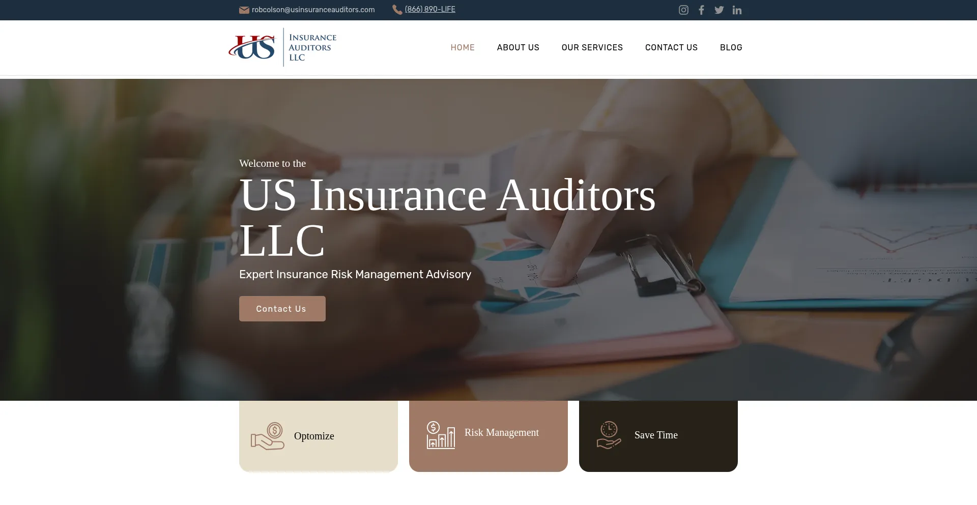 Website screenshot of Usinsuranceauditors.com