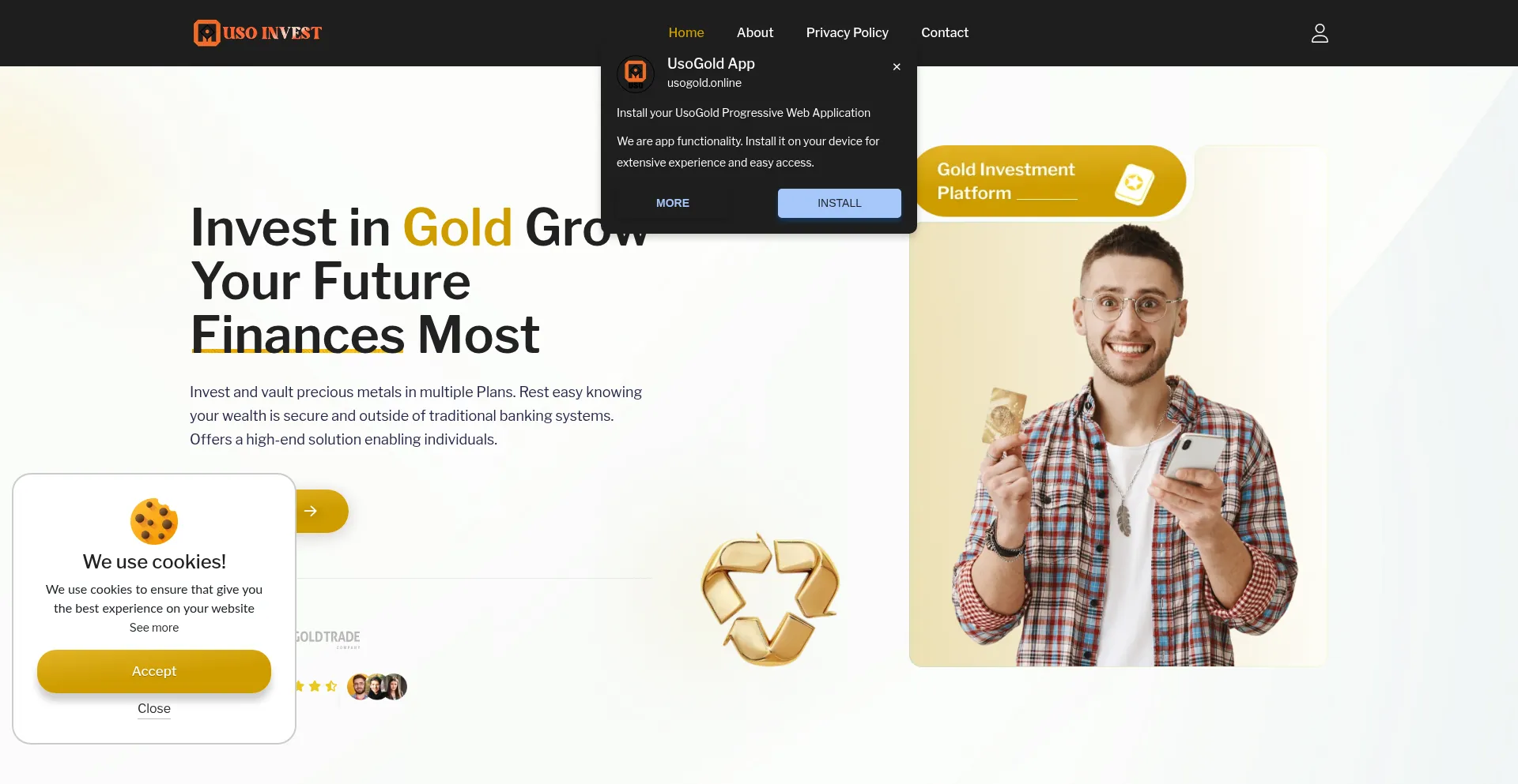 Website screenshot of Usogold.online
