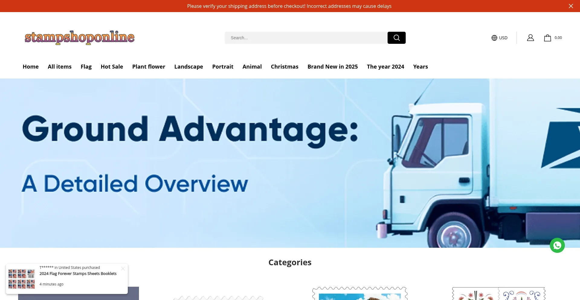 Website screenshot of Uspostageshops.com