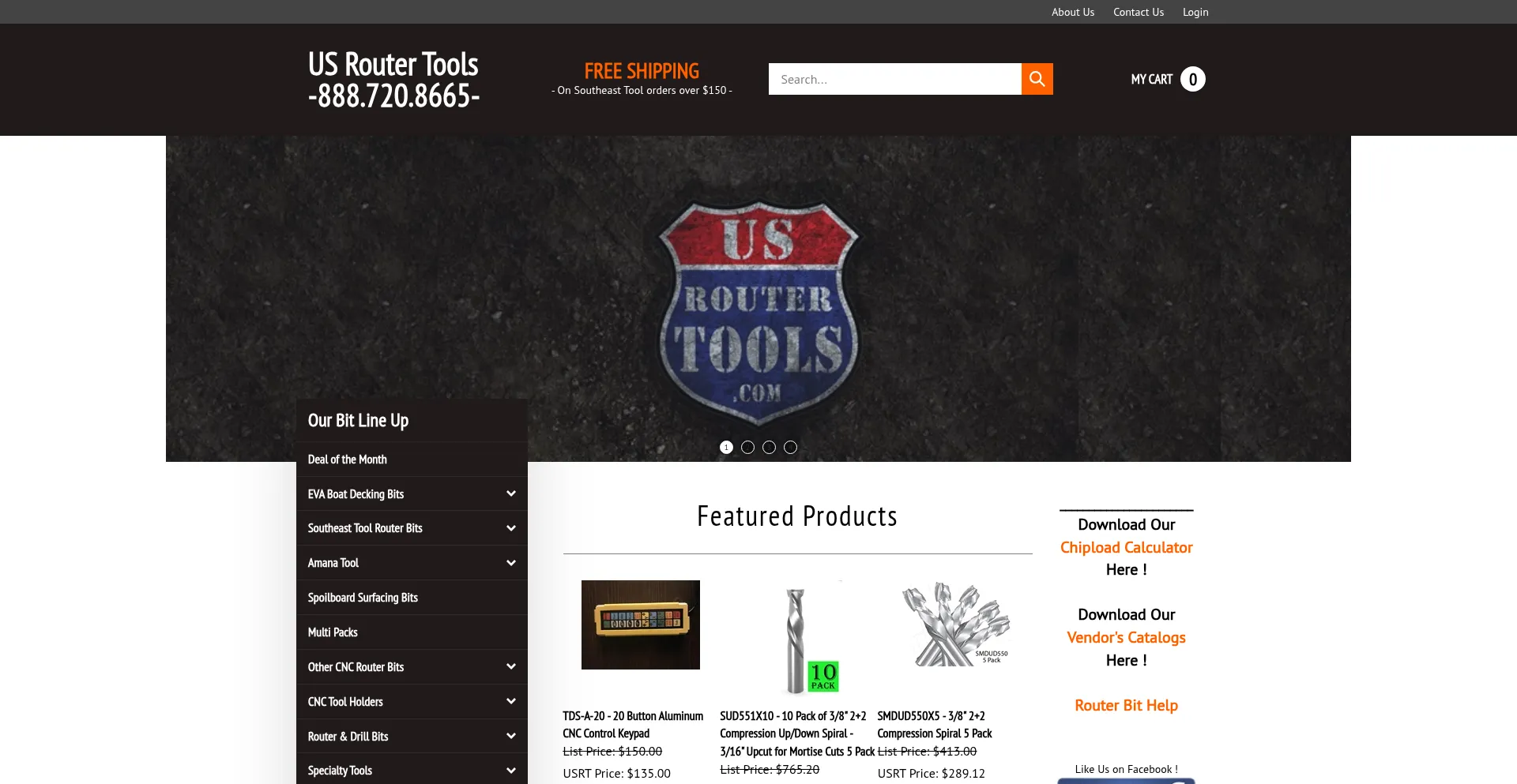 Website screenshot of Usroutertools.com