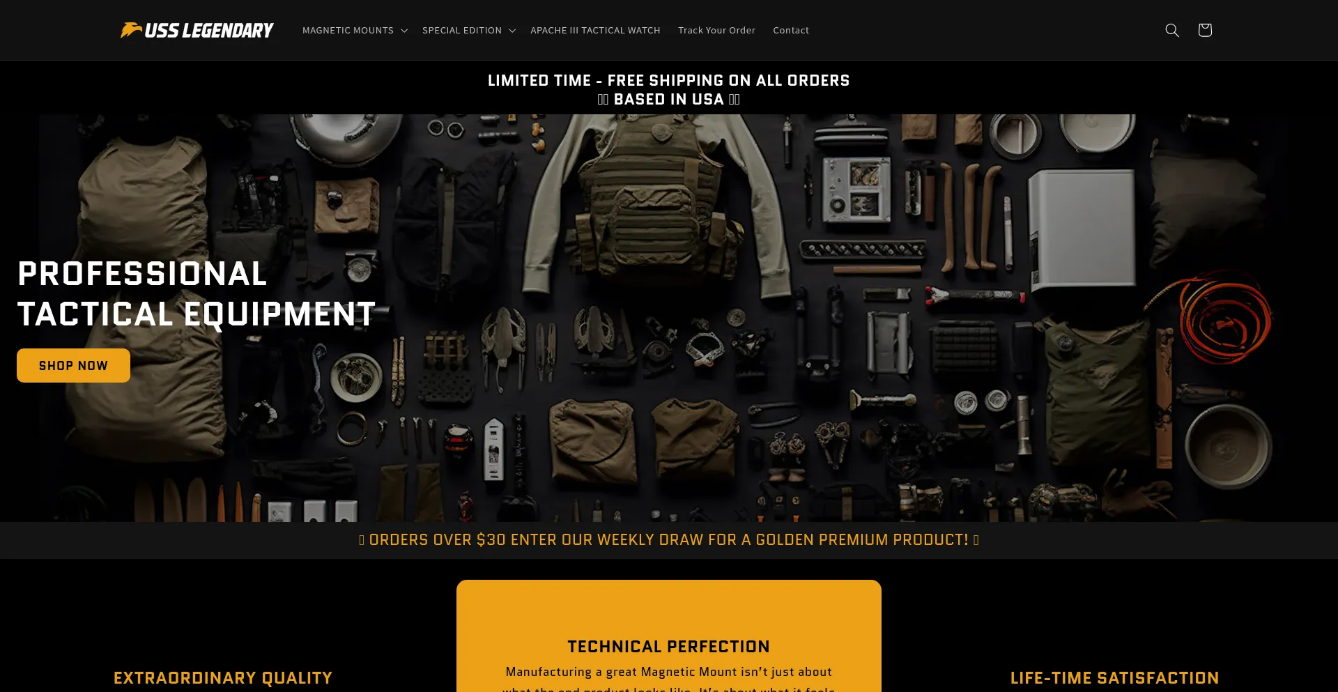 Website screenshot of Usslegendary.com