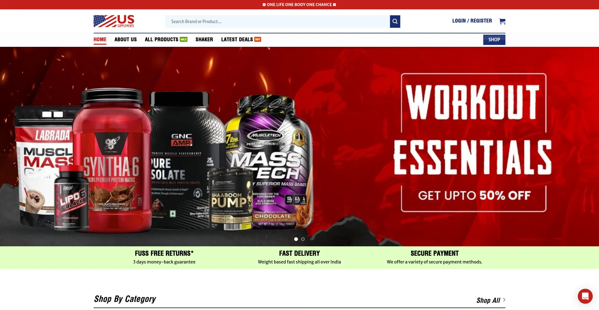 Website screenshot of Ussupplements.in
