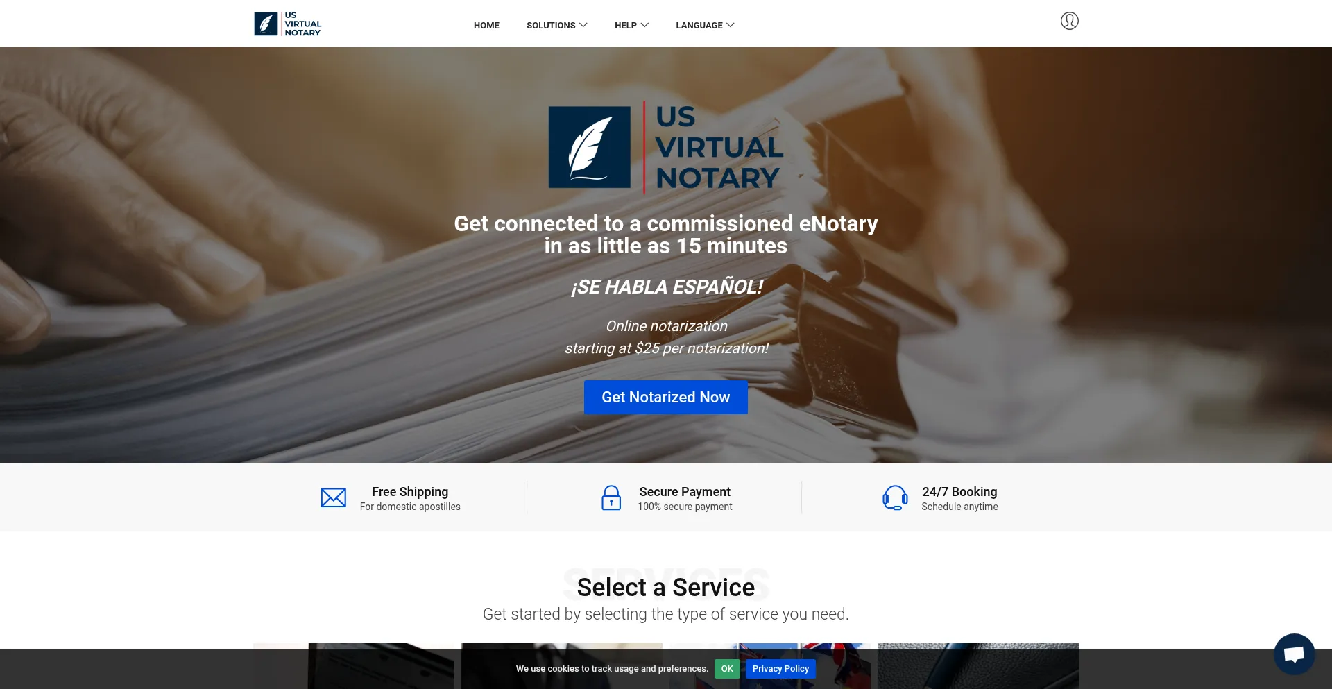 Website screenshot of Usvirtualnotary.com