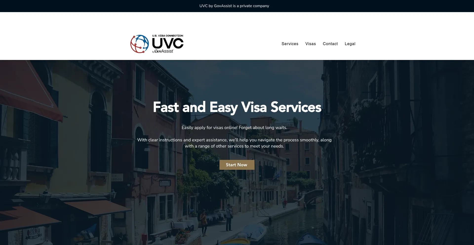 Website screenshot of Usvisaconnection.com