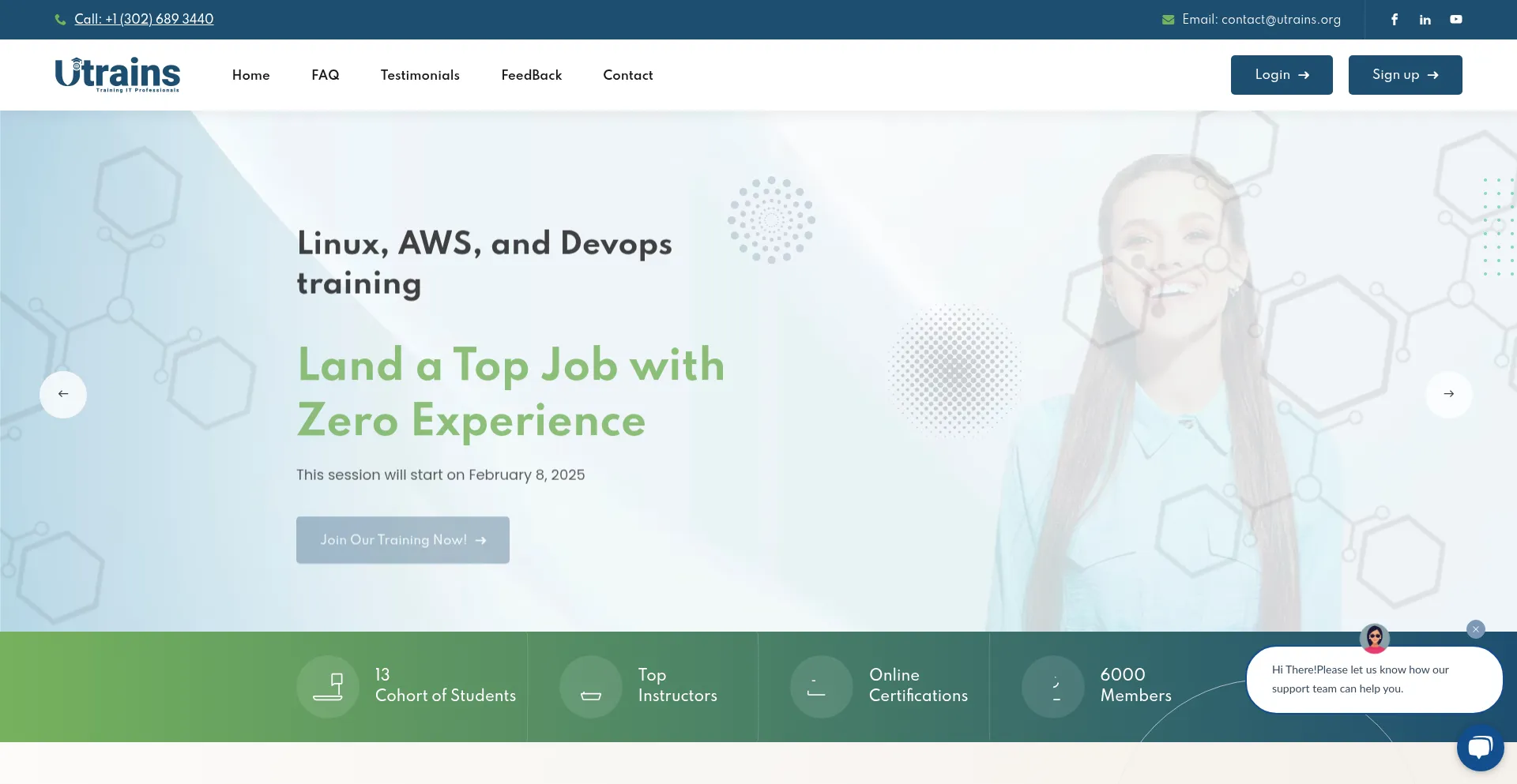 Website screenshot of Utrains.org