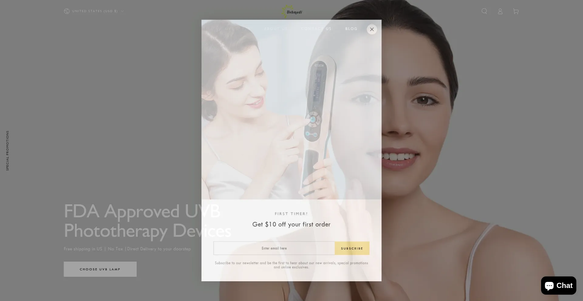 Website screenshot of Uvbmedi.com