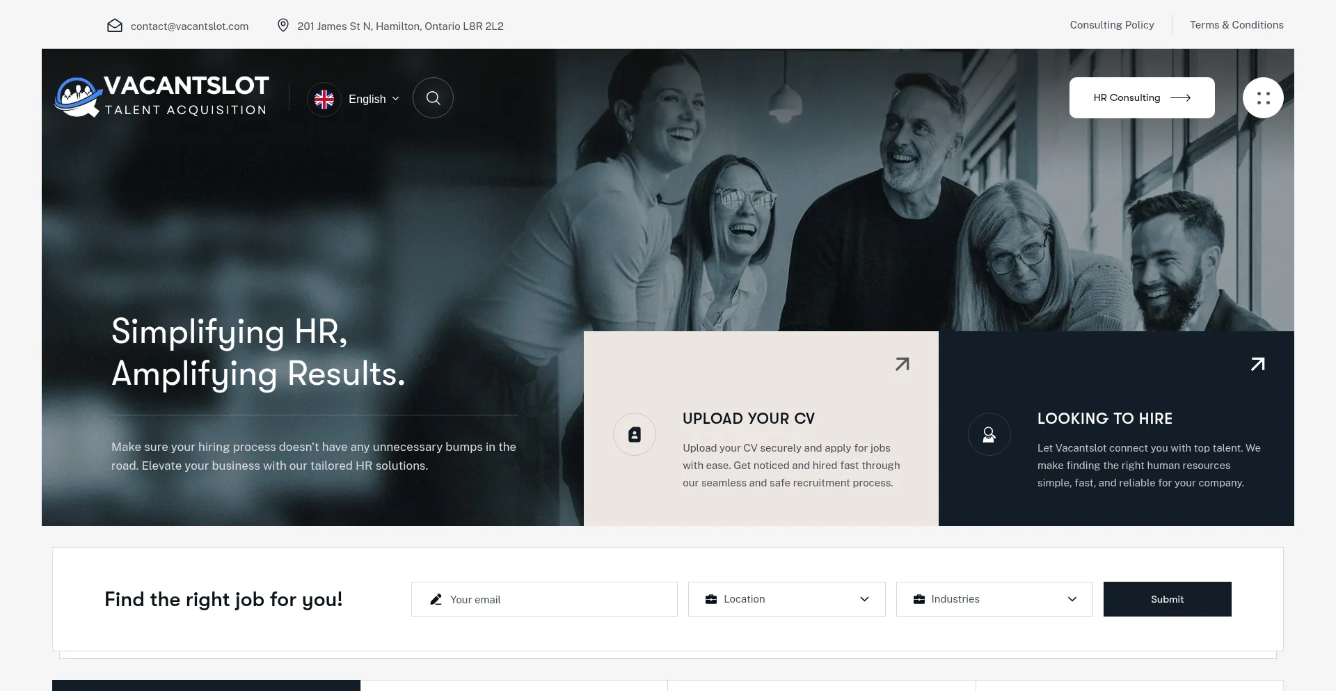 Website screenshot of Vacantslot.com