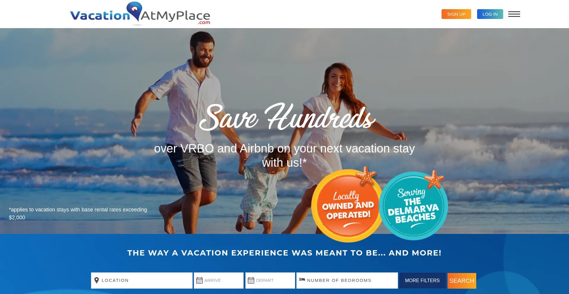 Website screenshot of Vacationatmyplace.com