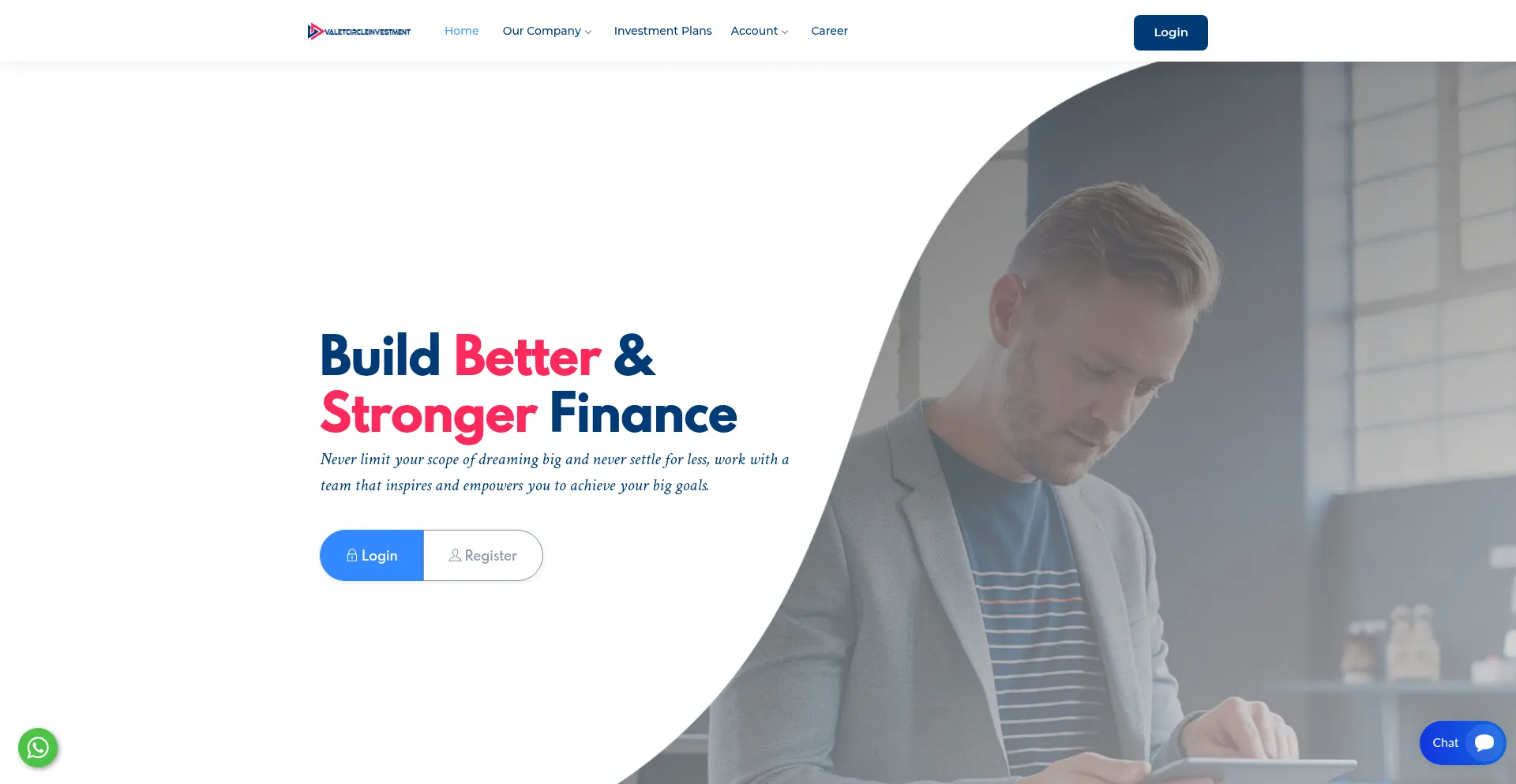 Website screenshot of Valetcircleinvestment.org