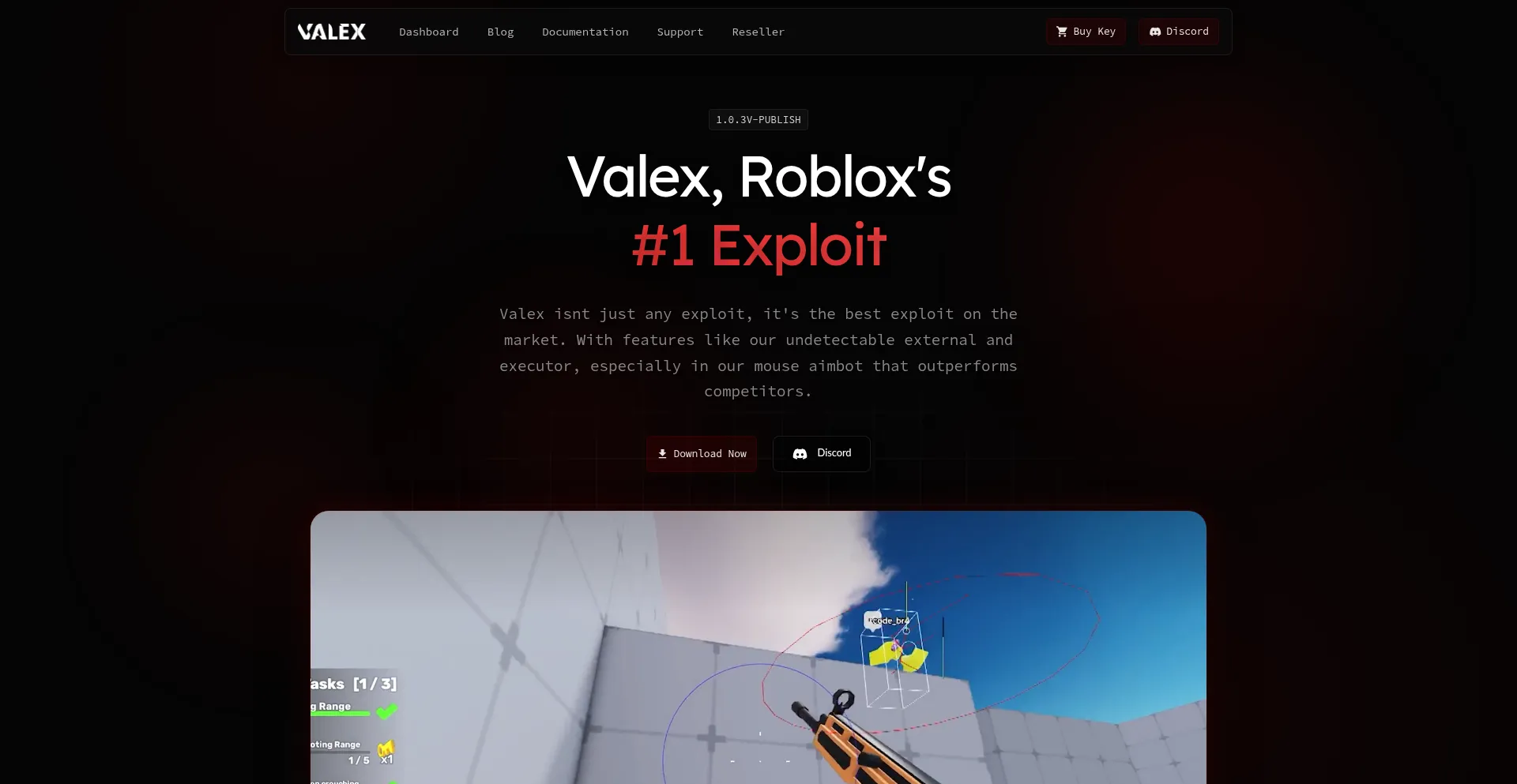 Website screenshot of Valex.io
