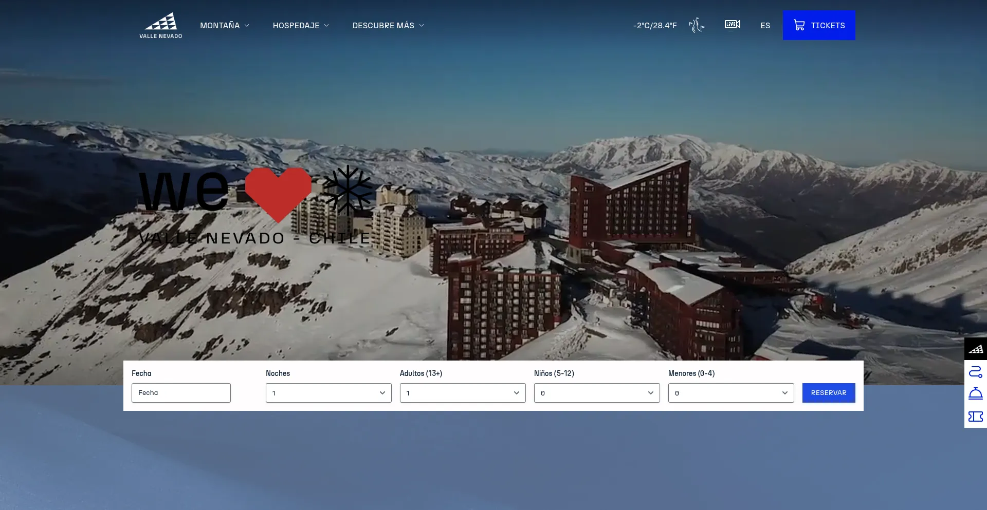 Website screenshot of Vallenevado.com