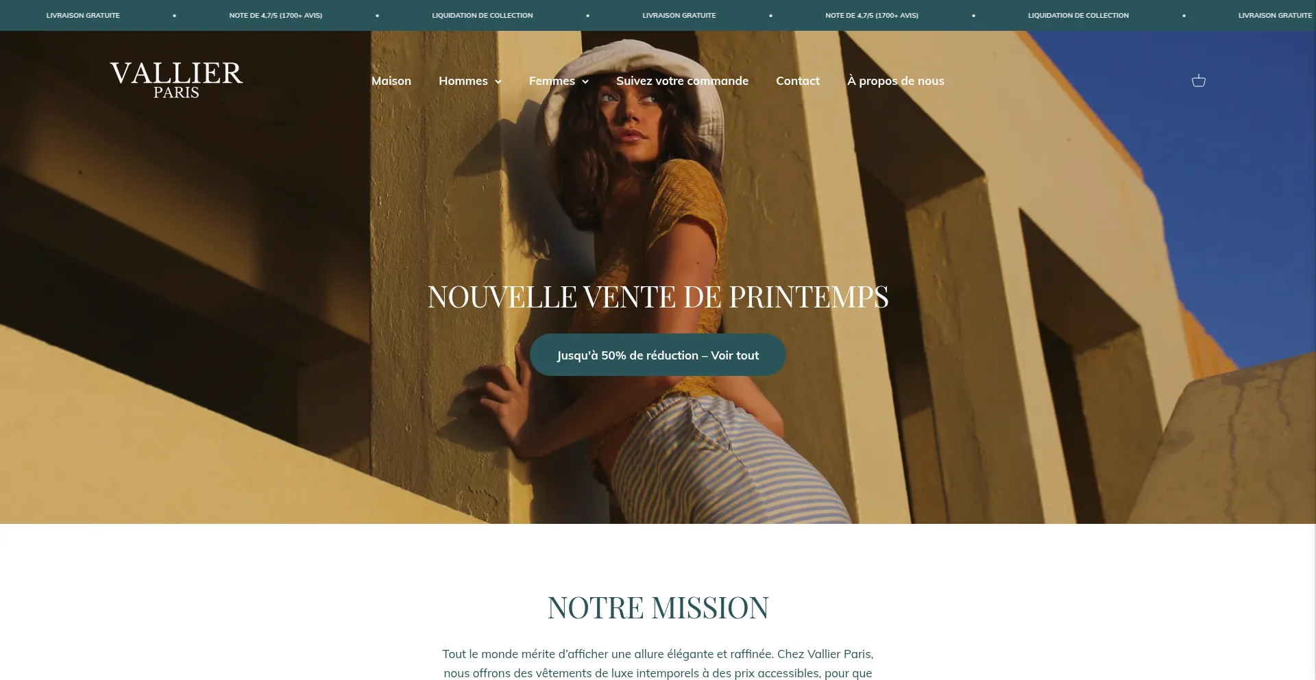 Website screenshot of Vallierparis.fr