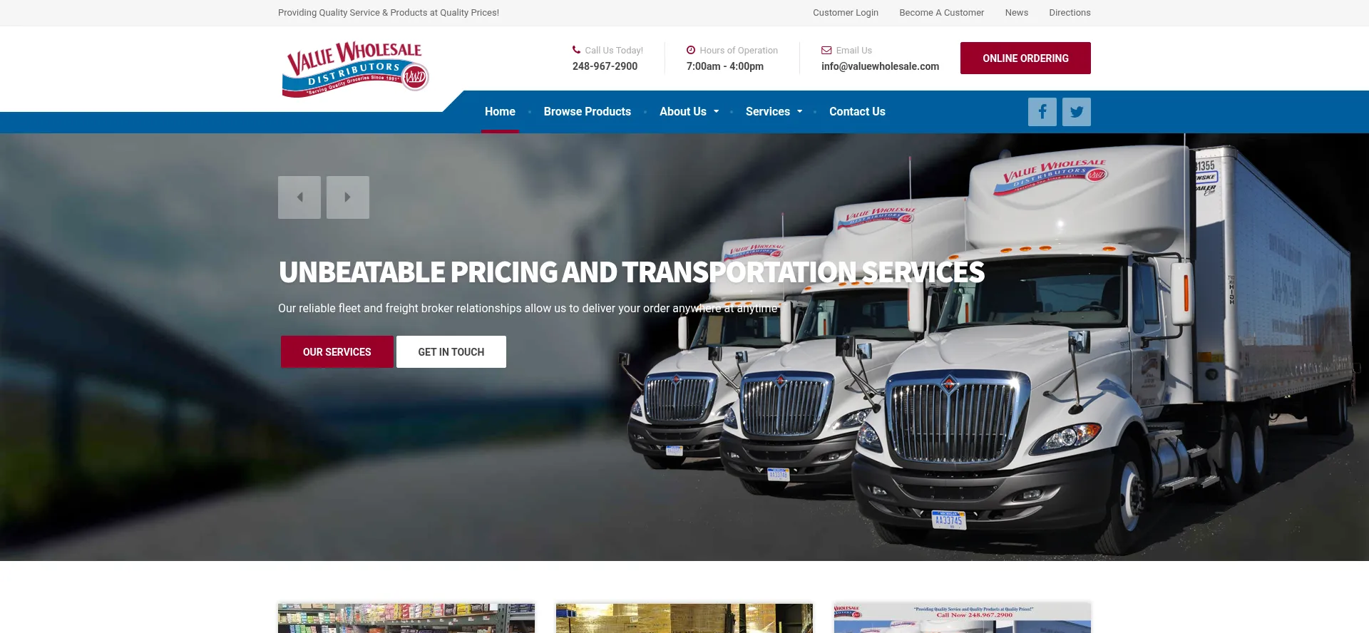 Website screenshot of Valuewholesale.com
