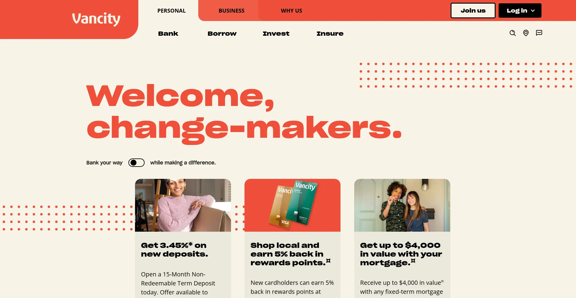 Website screenshot of Vancity.com