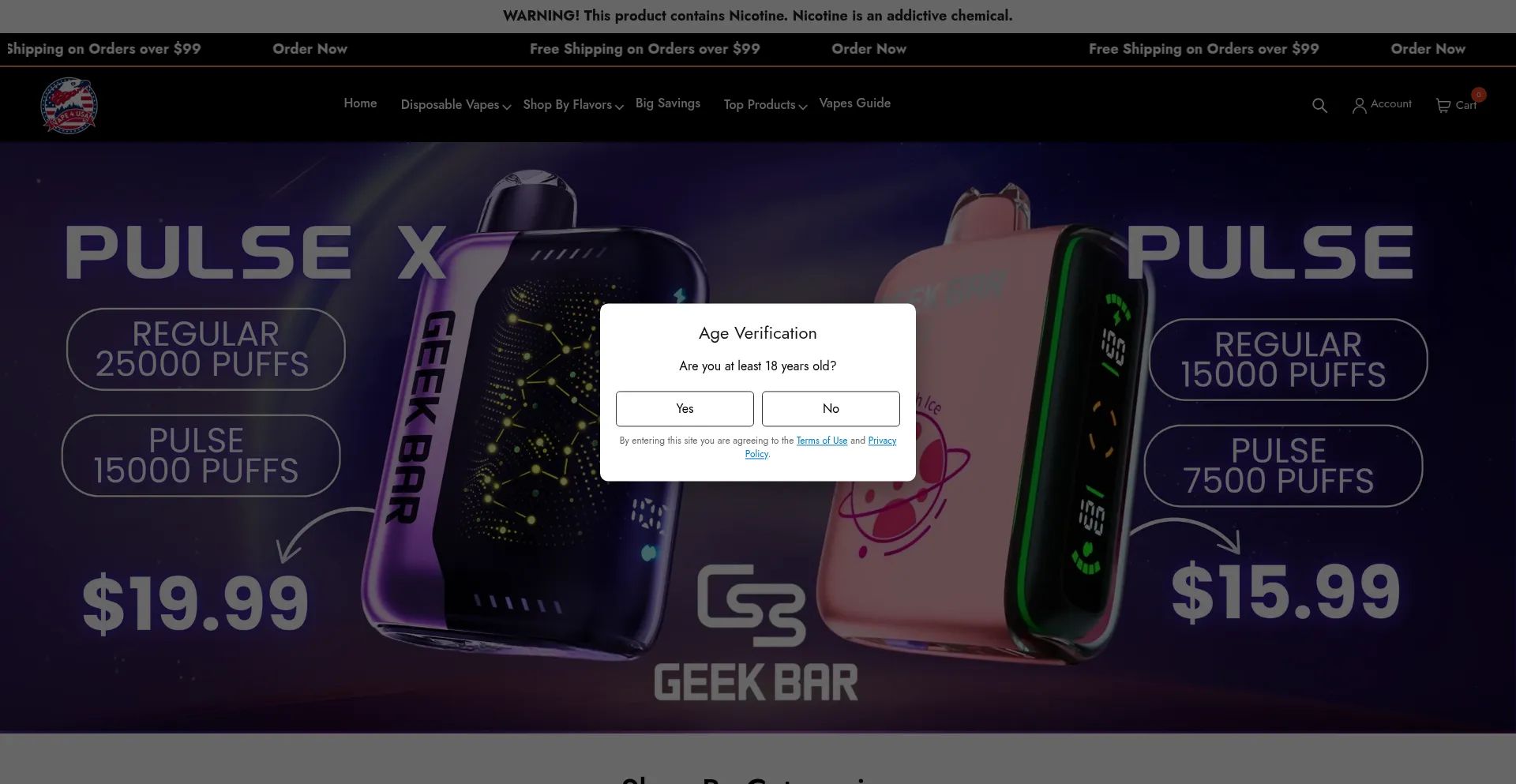 Website screenshot of Vape4usa.com