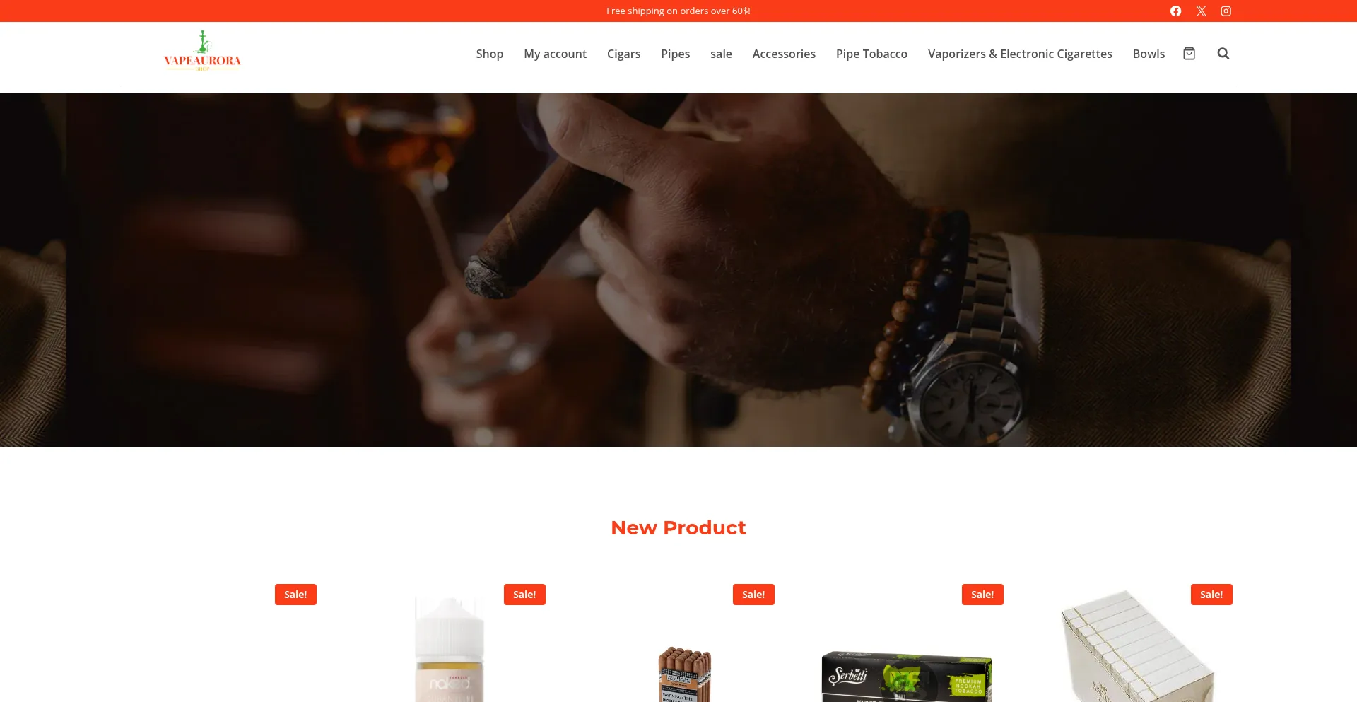 Vapeaurorashop.com Screenshot