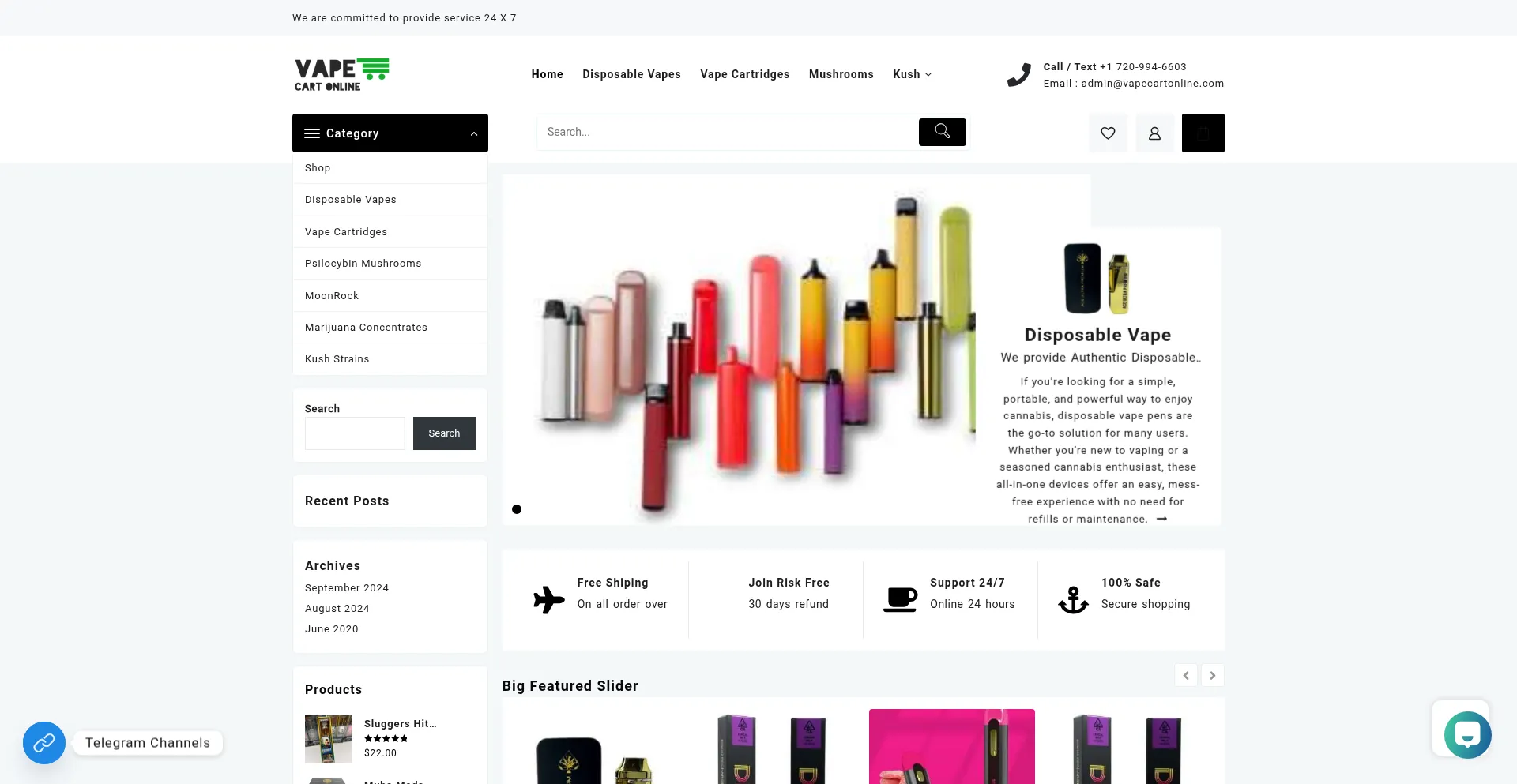 Website screenshot of Vapecartonline.com
