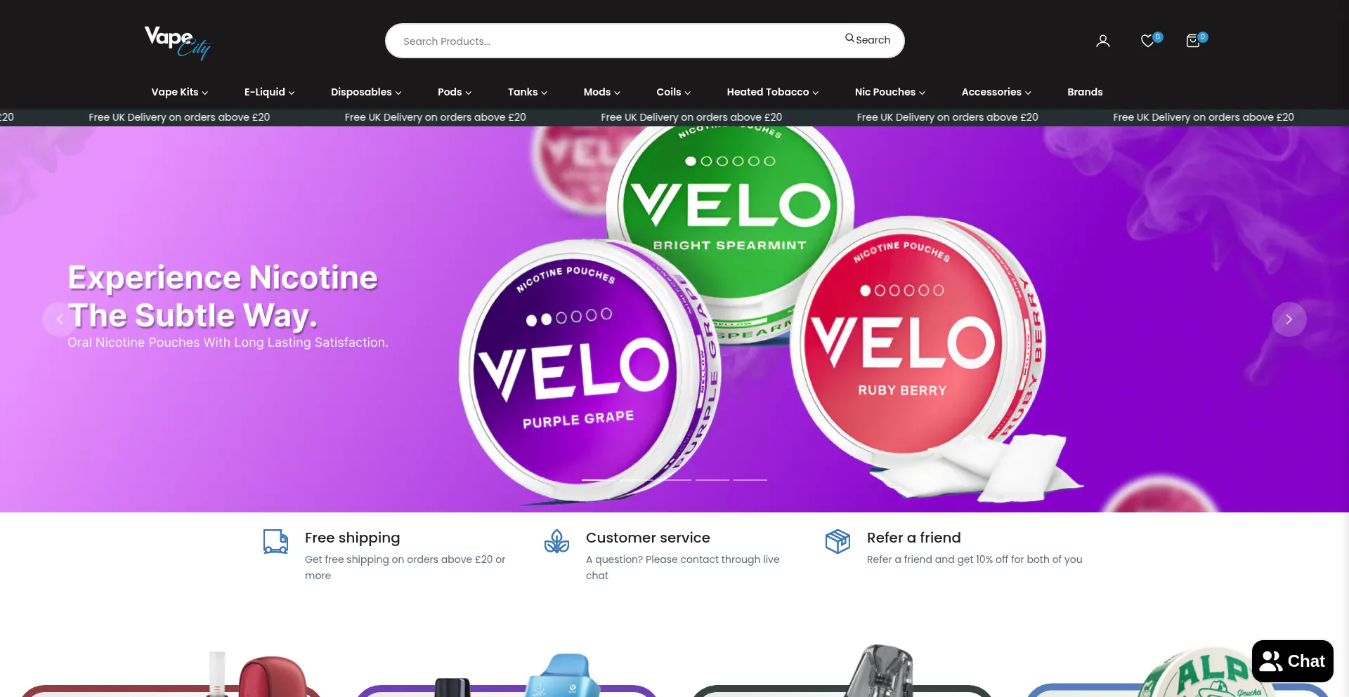 Website screenshot of Vapecity.co.uk