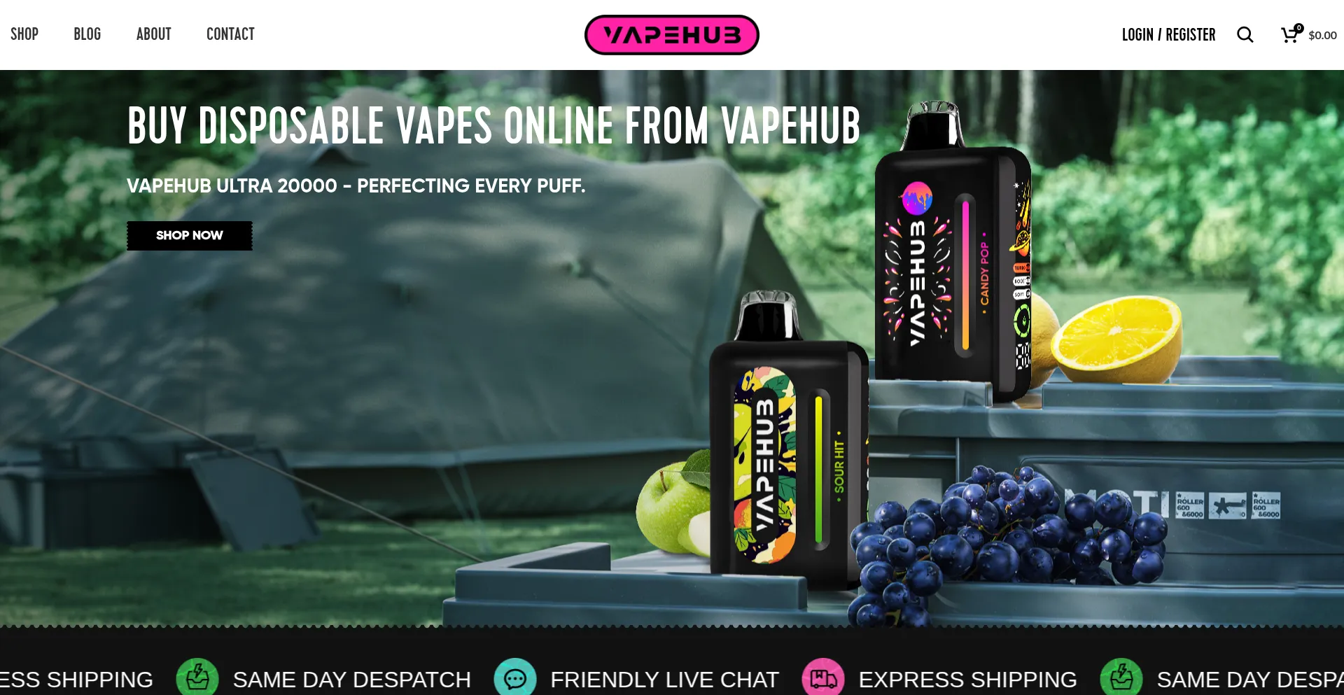 Website screenshot of Vapehuboz.com
