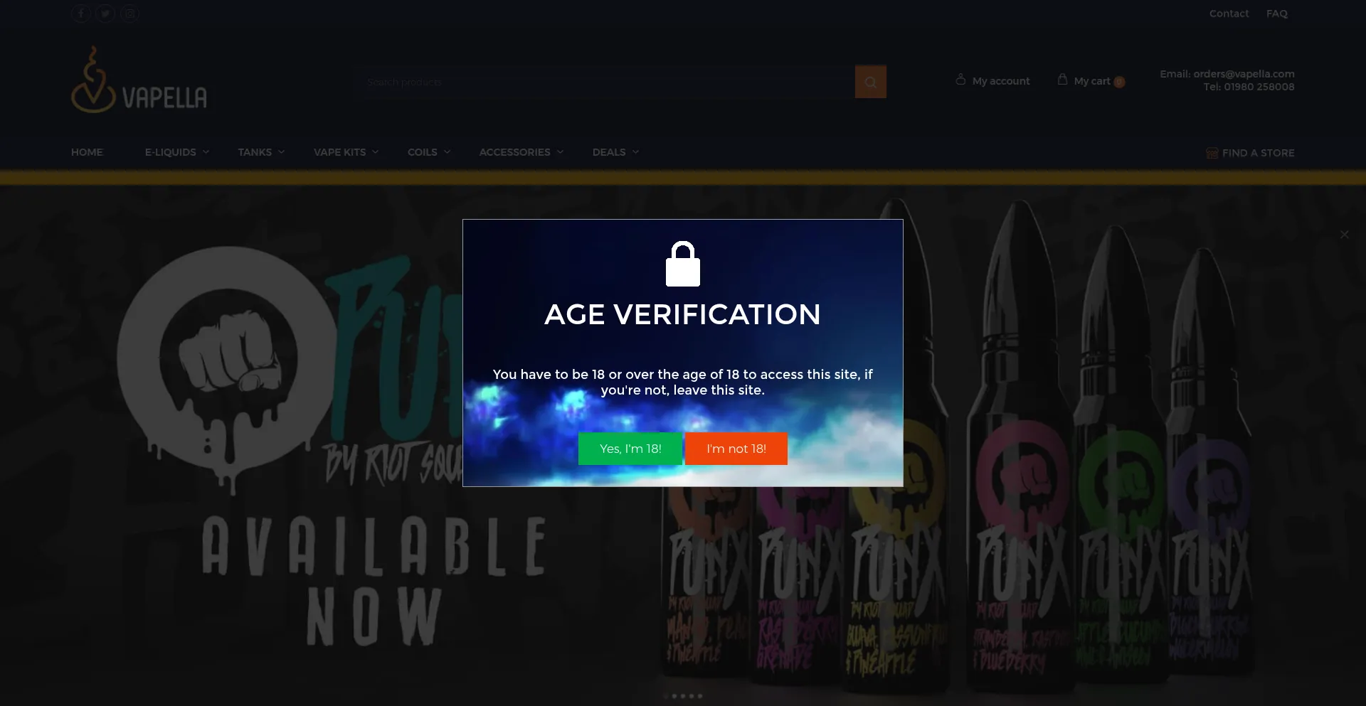 Website screenshot of Vapella.com