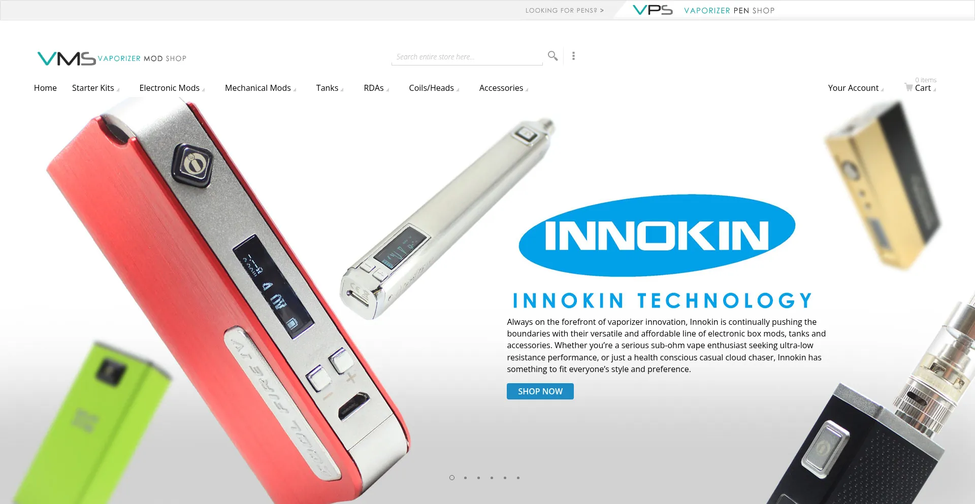 Website screenshot of Vaporizermodshop.com