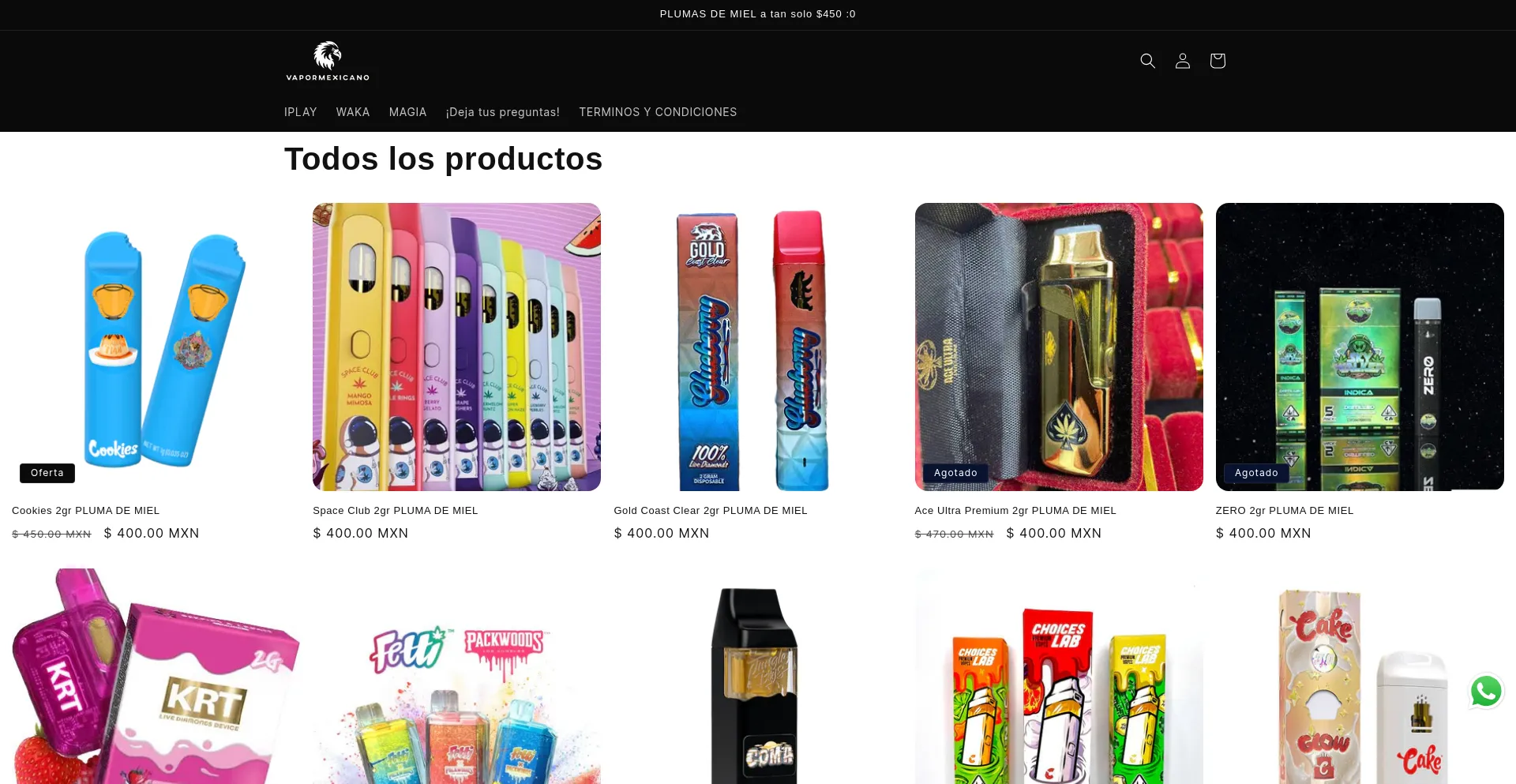 Website screenshot of Vapormexicano.com