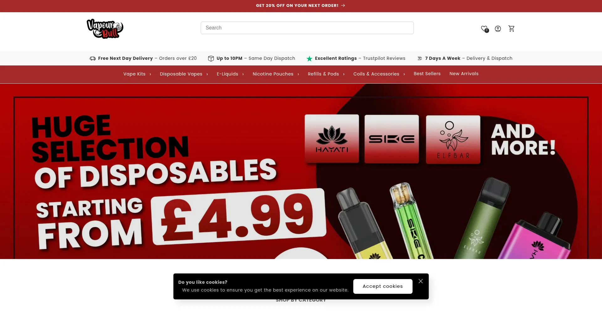 Website screenshot of Vapourbull.co.uk