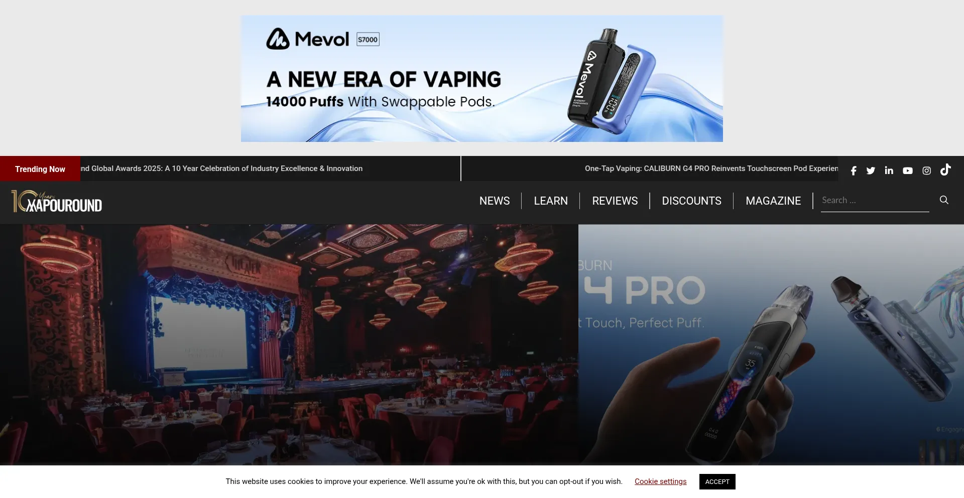 Website screenshot of Vapouround.com