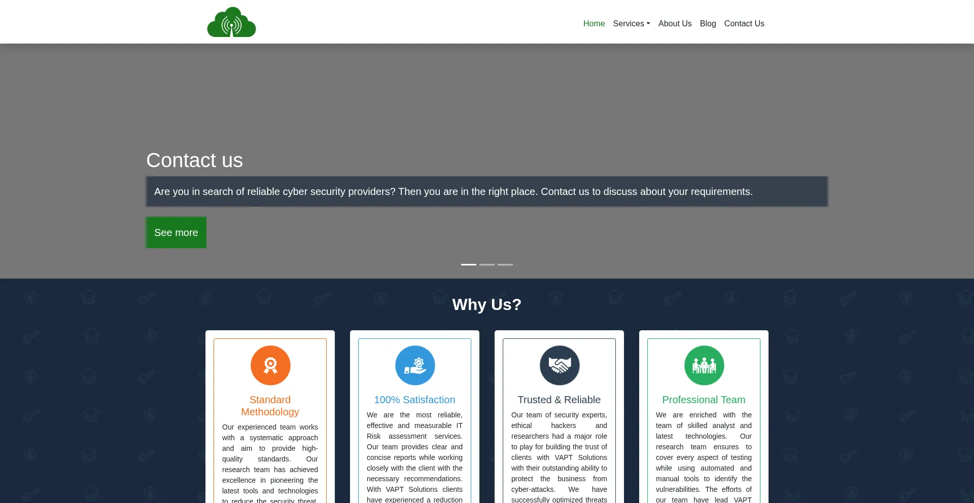 Website screenshot of Vaptsolutions.com