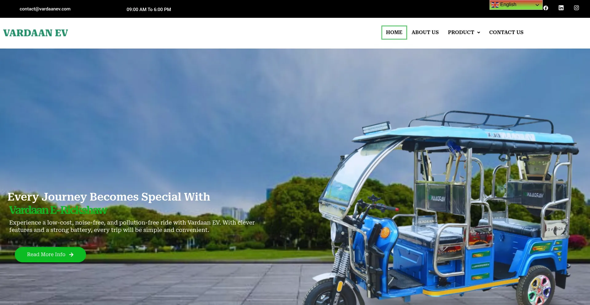 Website screenshot of Vardaanev.com