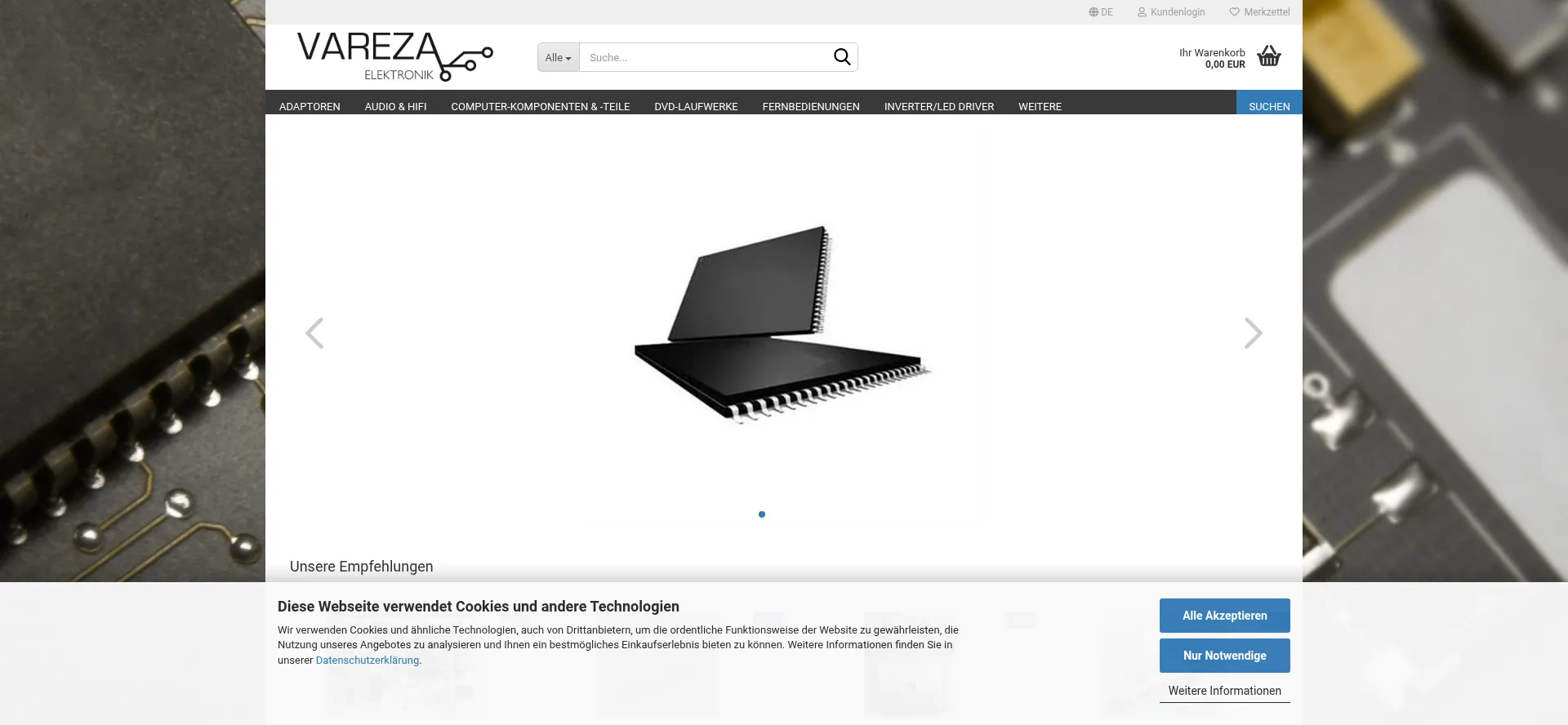 Website screenshot of Vareza.de
