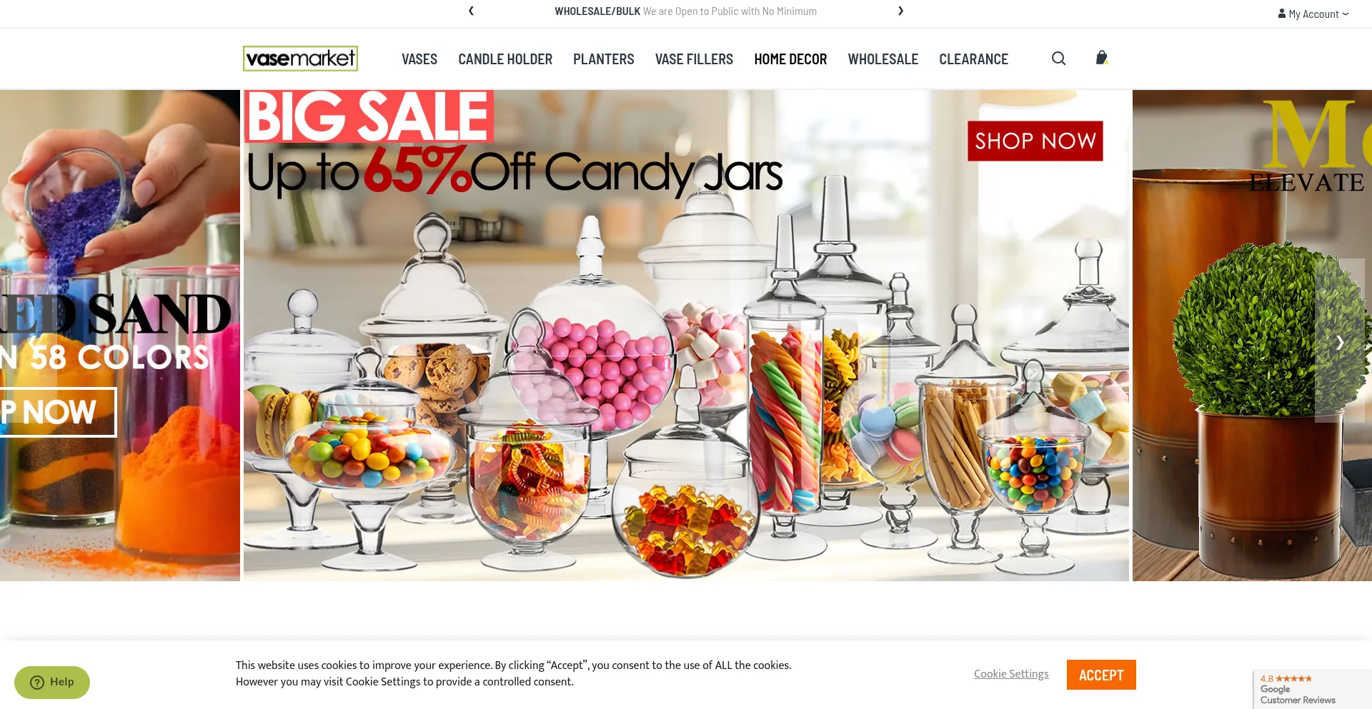 Website screenshot of Vasemarket.com