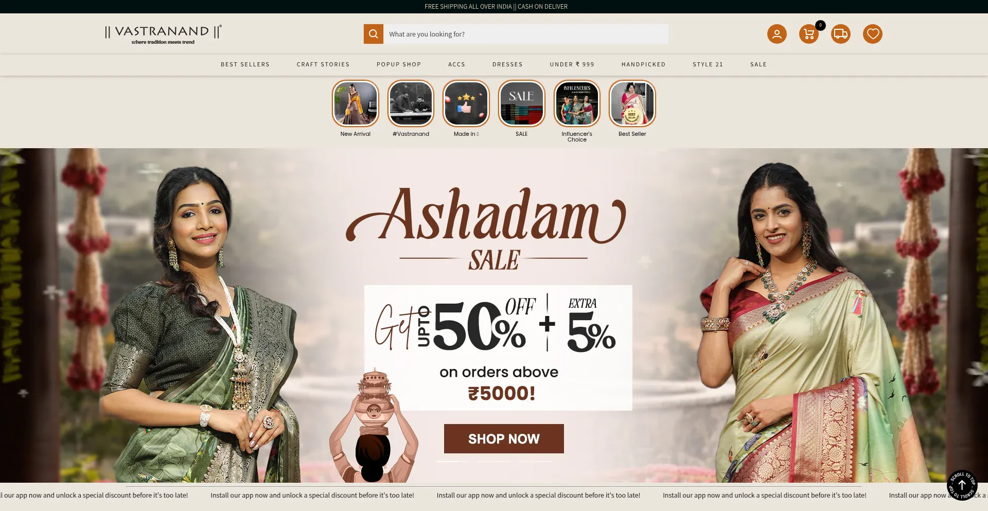 Website screenshot of Vastranand.in