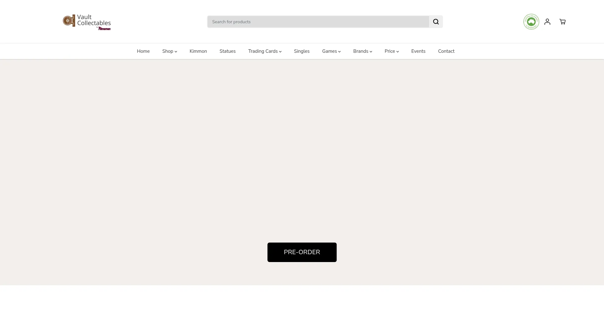 Website screenshot of Vault-collectables.com