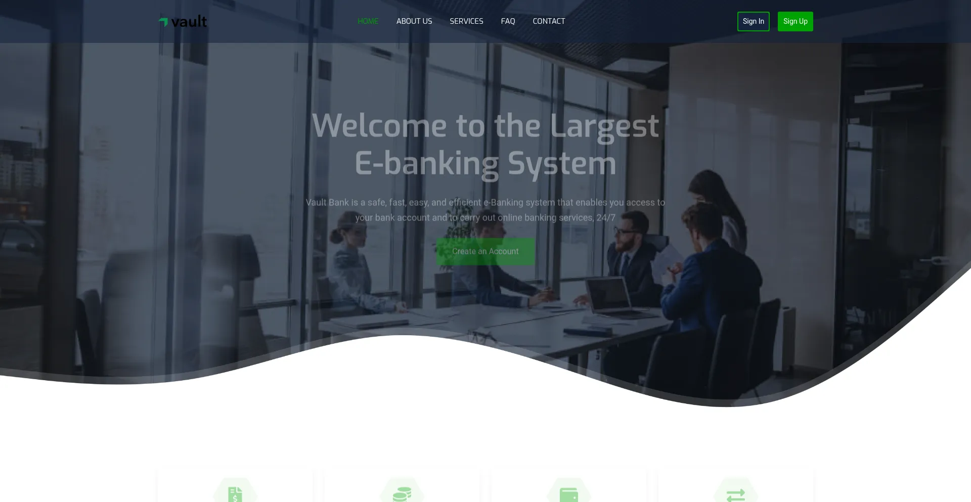 Website screenshot of Vaultsbnk.com