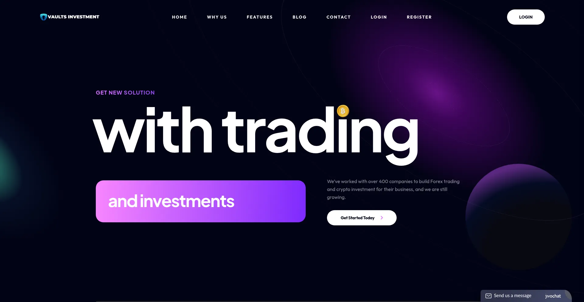 Website screenshot of Vaultsinvestment.com