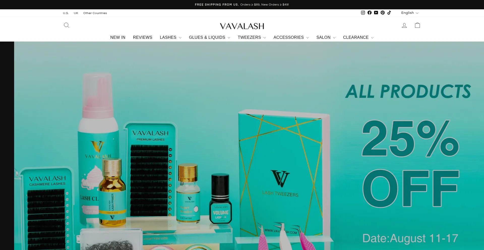 Website screenshot of Vavalash.com