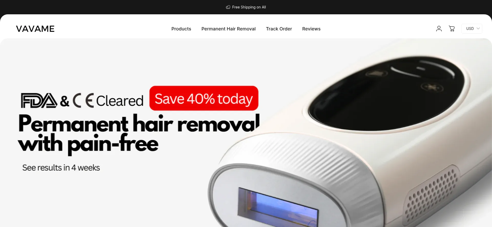 Website screenshot of Vavame.com